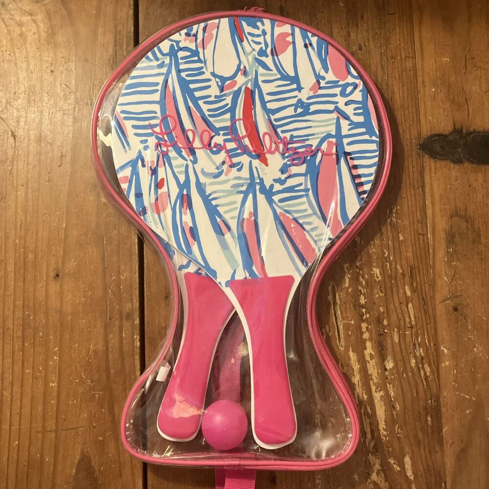 Lilly Pulitzer Beach Paddle Ball Set Sailboat w/ Ball & Bag